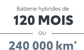 Batteries hybrides de 120 mois OU 240 000 km*